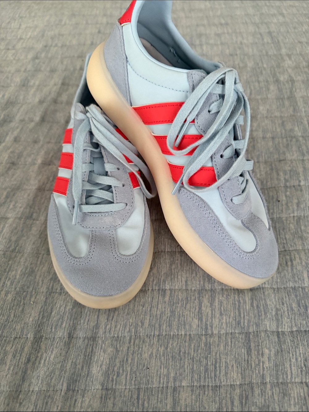 Like New Women’s Adidas Barrera Blue Sneakers with Red Stripes